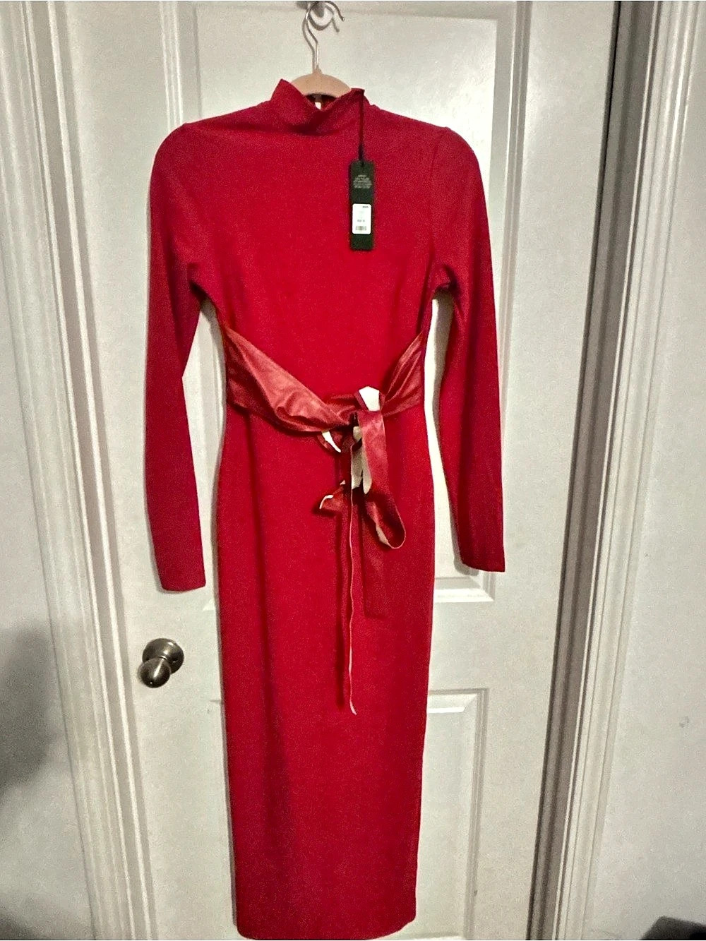 Fashion Nova Brianna Belted Maxi Dress Red 2X
